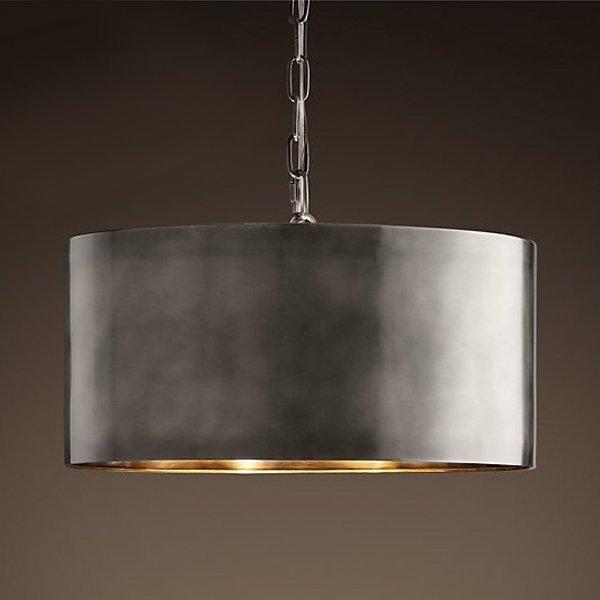 Подвесной светильник RH Antiqued Metal Drum Pendant lamp Серебряный Бронза в Нижнем Новгороде | Loft Concept 