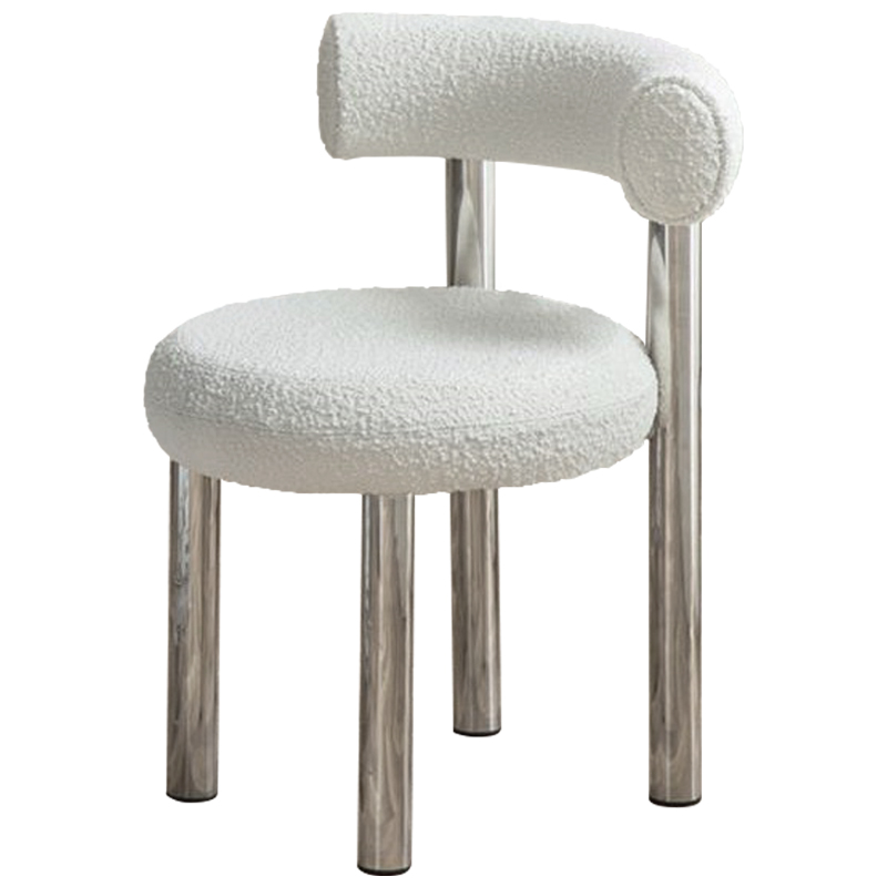 Стул Ellias White Boucle Chair Белый Хром в Нижнем Новгороде | Loft Concept 