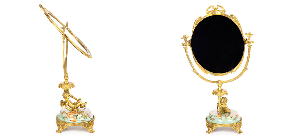 Зеркало Настольное Eden Garden Бронзовое с бирюзовым фарфором - фото №1