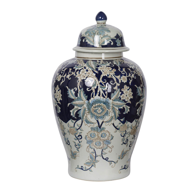 Ваза с крышкой Blue & White Ornament Vase 59 Белый Синий в Нижнем Новгороде | Loft Concept 