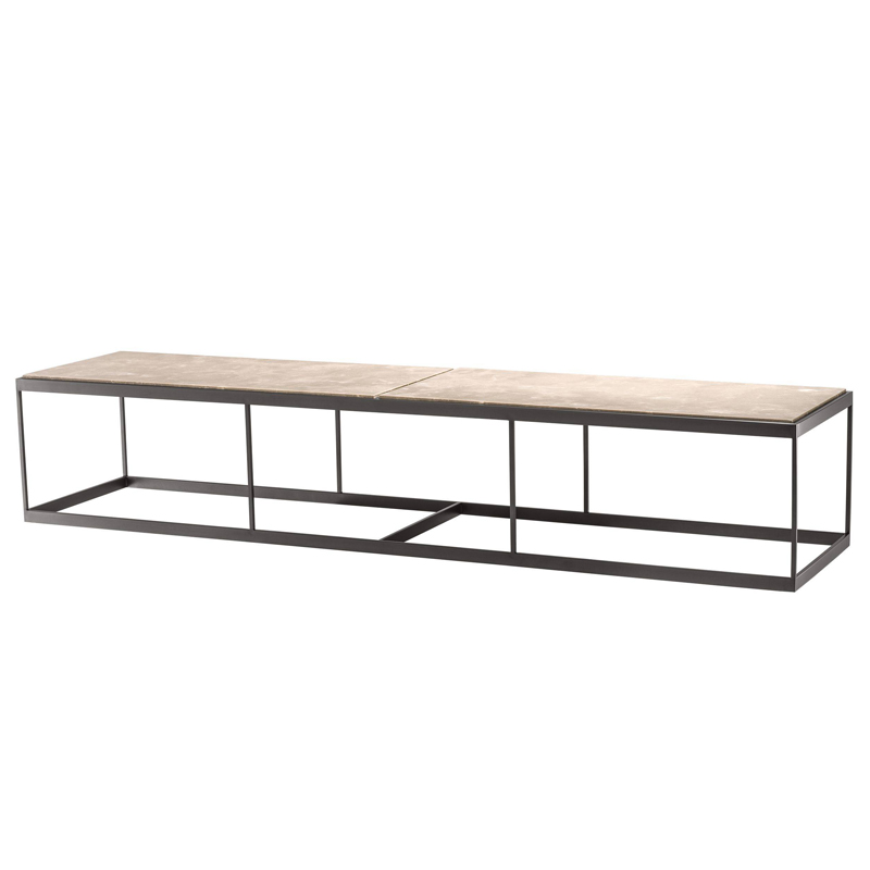 Кофейный стол Eichholtz Coffee Table La Quinta beige marble Темная бронза Бежевый в Нижнем Новгороде | Loft Concept 