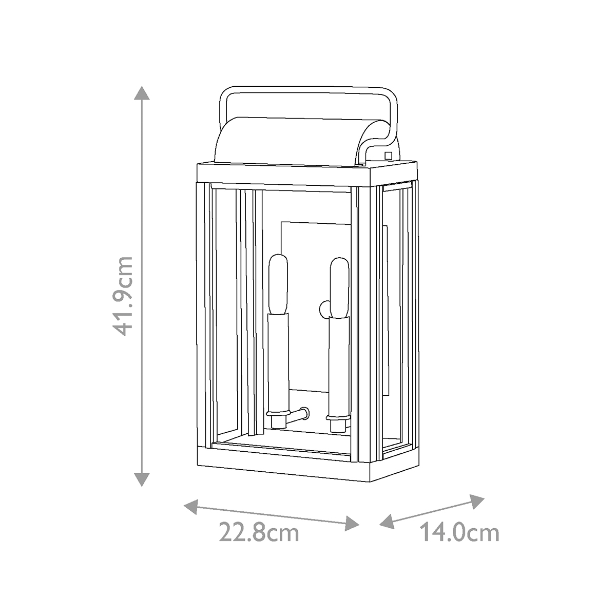 Настенный фонарь прямоугольной формы цвета состаренная латунь с двумя лампами Hinkley в Нижнем Новгороде