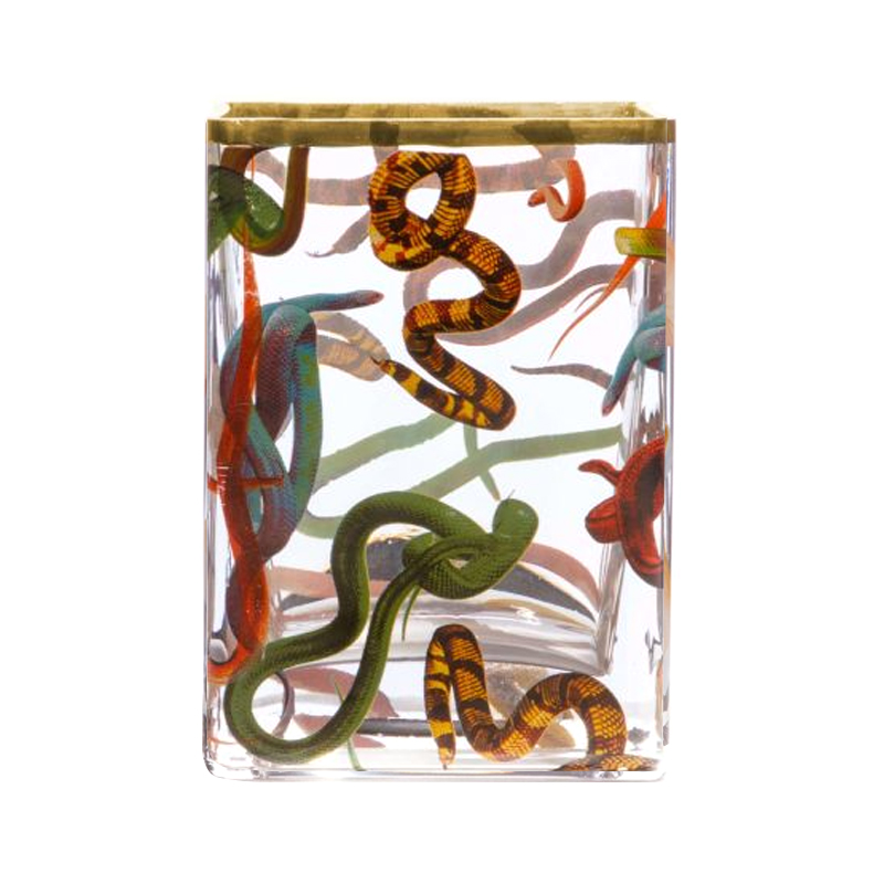 Ваза Glass Vase Snakes Прозрачный Золотой Синий Красный в Нижнем Новгороде | Loft Concept 