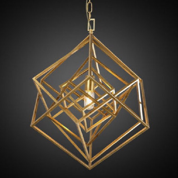 Подвесной светильник CUBIST Chandelier Gold 1 bulbs Золотой в Нижнем Новгороде | Loft Concept 