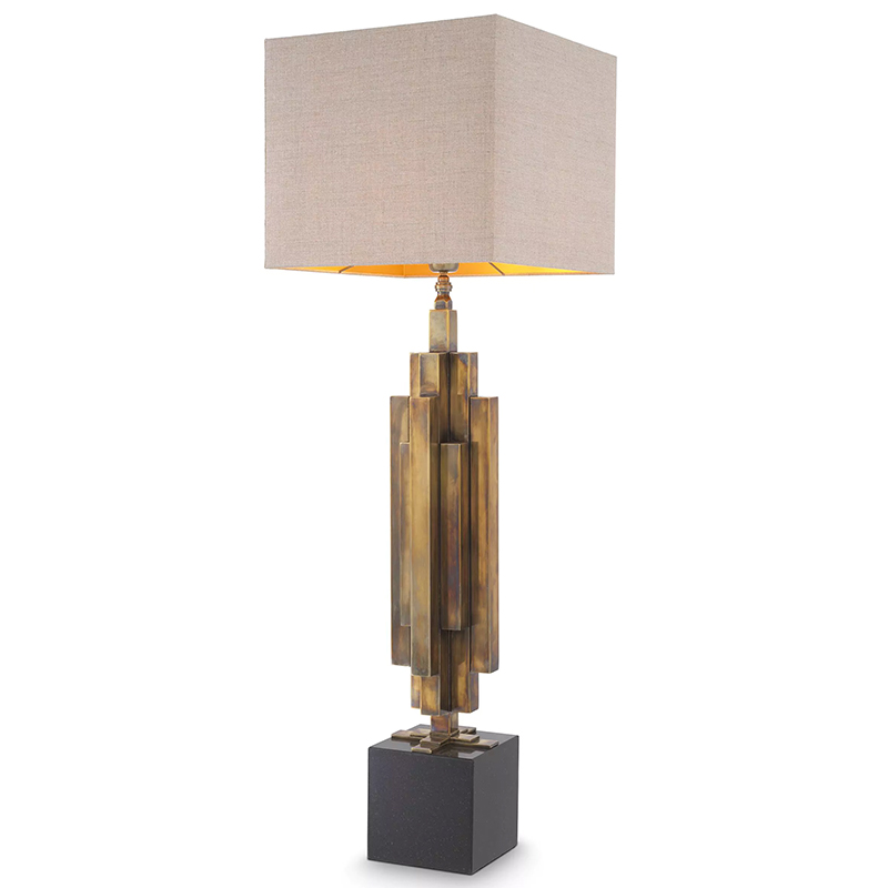 Настольная лампа Eichholtz Table Lamp Ellis Brass Черный Винтажная латунь Бежево-серый в Нижнем Новгороде | Loft Concept 