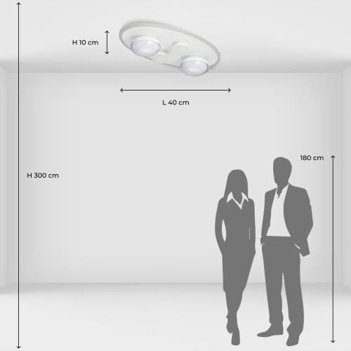 Потолочный светильник овальной формы белого цвета с 4-мя лампами Lunar Pebbles в Нижнем Новгороде