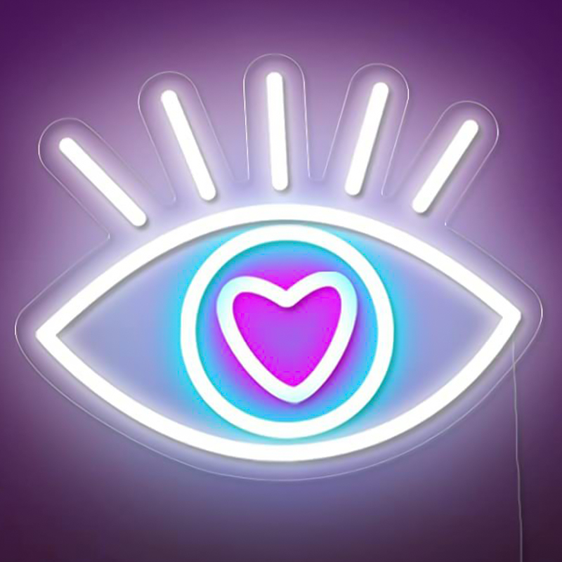 Неоновая настенная лампа Lucky Eye Neon Wall Lamp Белый Бирюзовый Розовый Прозрачный в Нижнем Новгороде | Loft Concept 