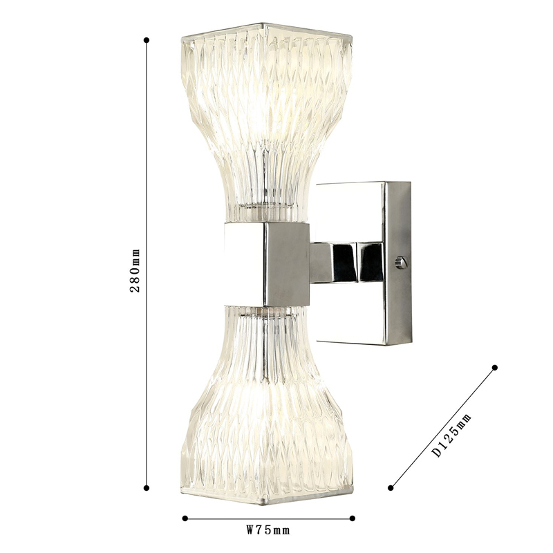Бра с двумя плафонами из рельефного стекла GLASS HORN Chrome в Нижнем Новгороде