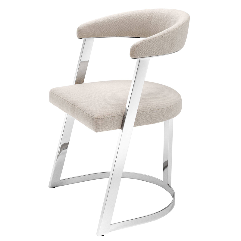 Стул Eichholtz Dining Chair Dexter Nickel Бежевый Никель в Нижнем Новгороде | Loft Concept 