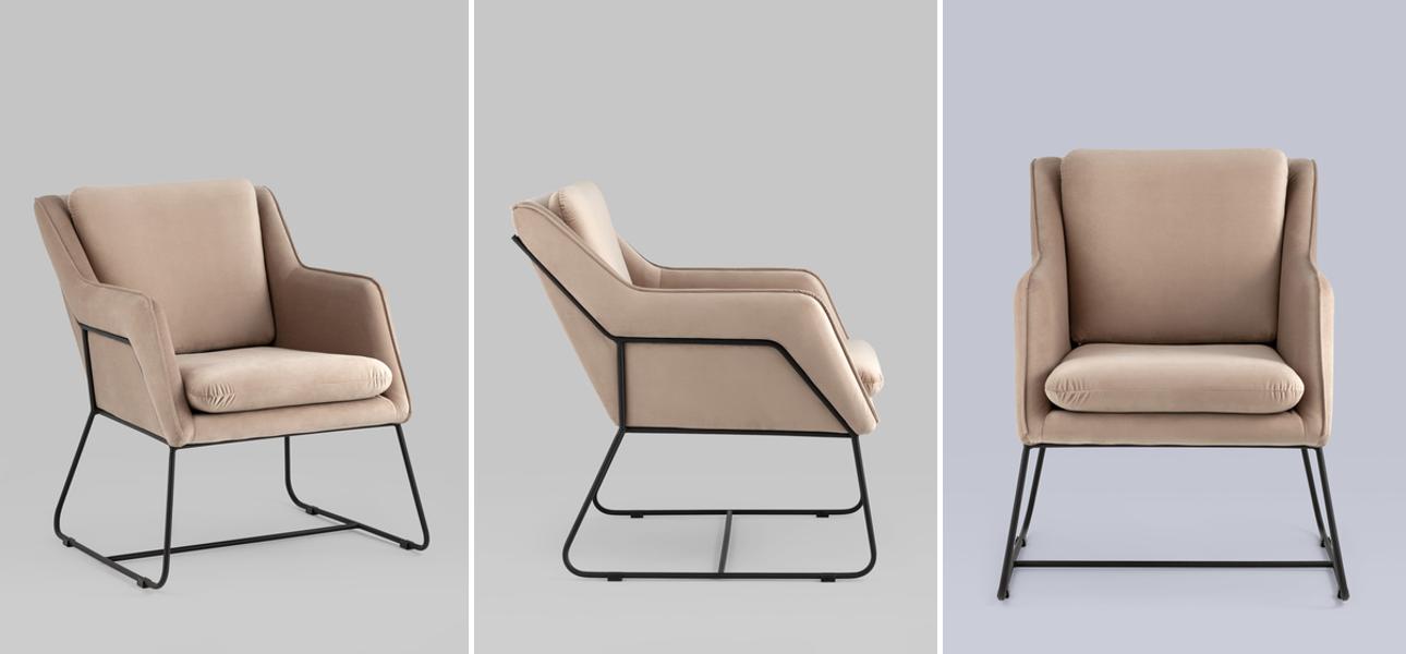 Кресло Dagmar бежевый велюр - фото