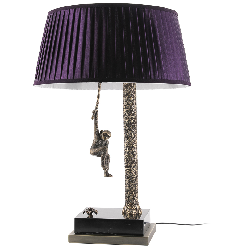 Настольная лампа Джунгли Table Lamp Jungle Purple Латунь Античная полированная Черный Мрамор Nero Пурпурно-фиолетовый в Нижнем Новгороде | Loft Concept 