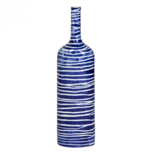 Ваза blue & white ornament Striped Bottle Синий Белый в Нижнем Новгороде | Loft Concept 