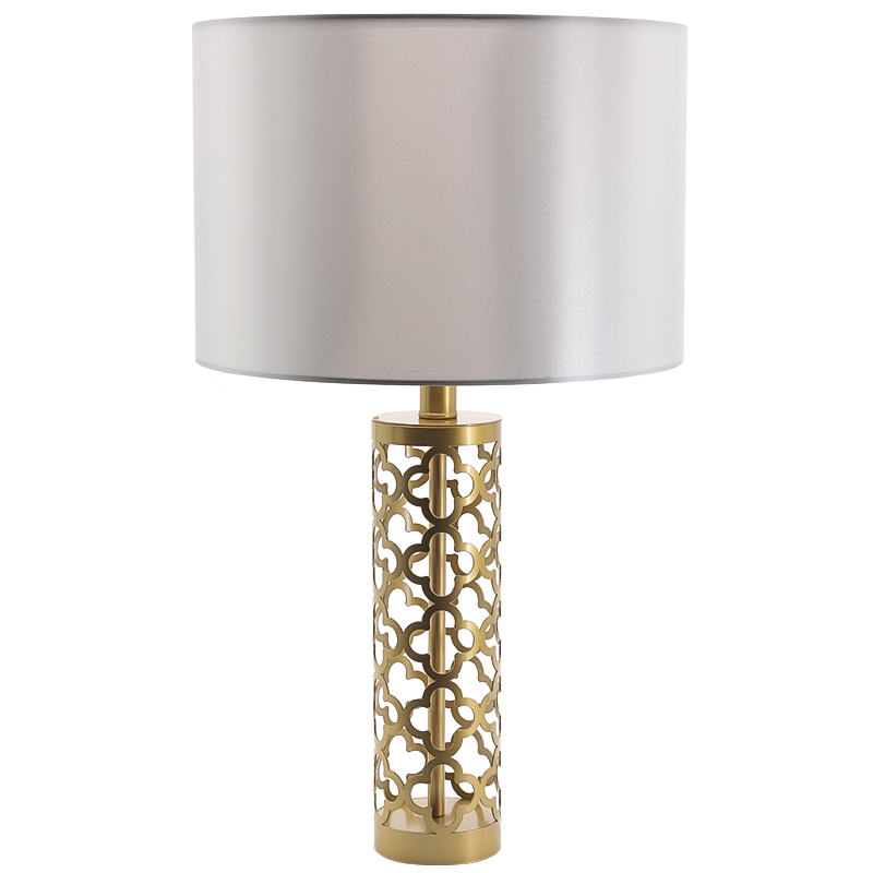 Настольная лампа Arabesque Quatrefoil Drum Table Lamp Золотой Серый в Нижнем Новгороде | Loft Concept 