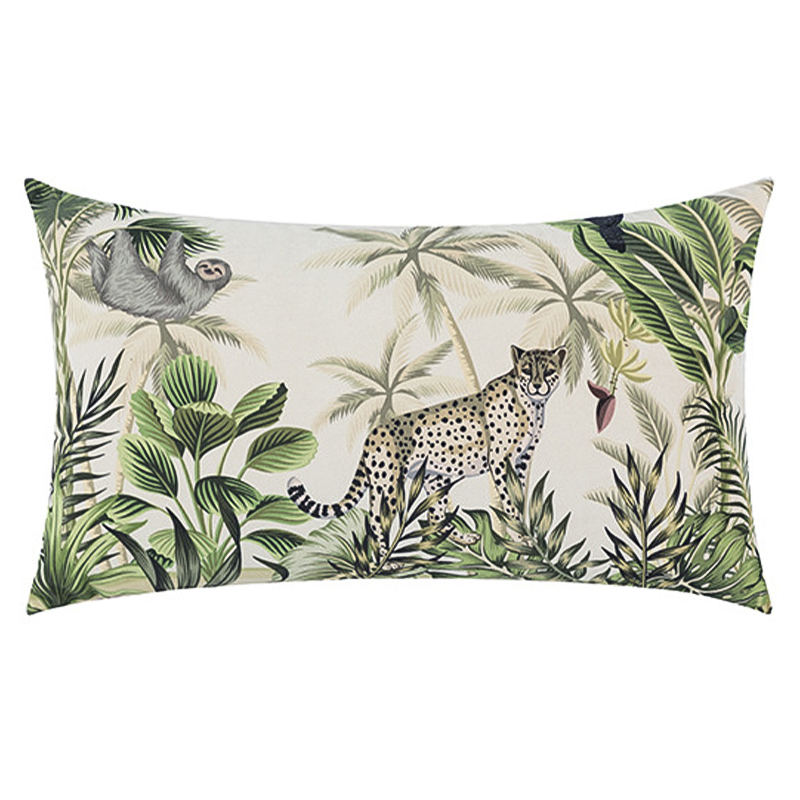 Декоративная подушка Rainforest Animals Cushion Бежевый Зеленый Серый в Нижнем Новгороде | Loft Concept 