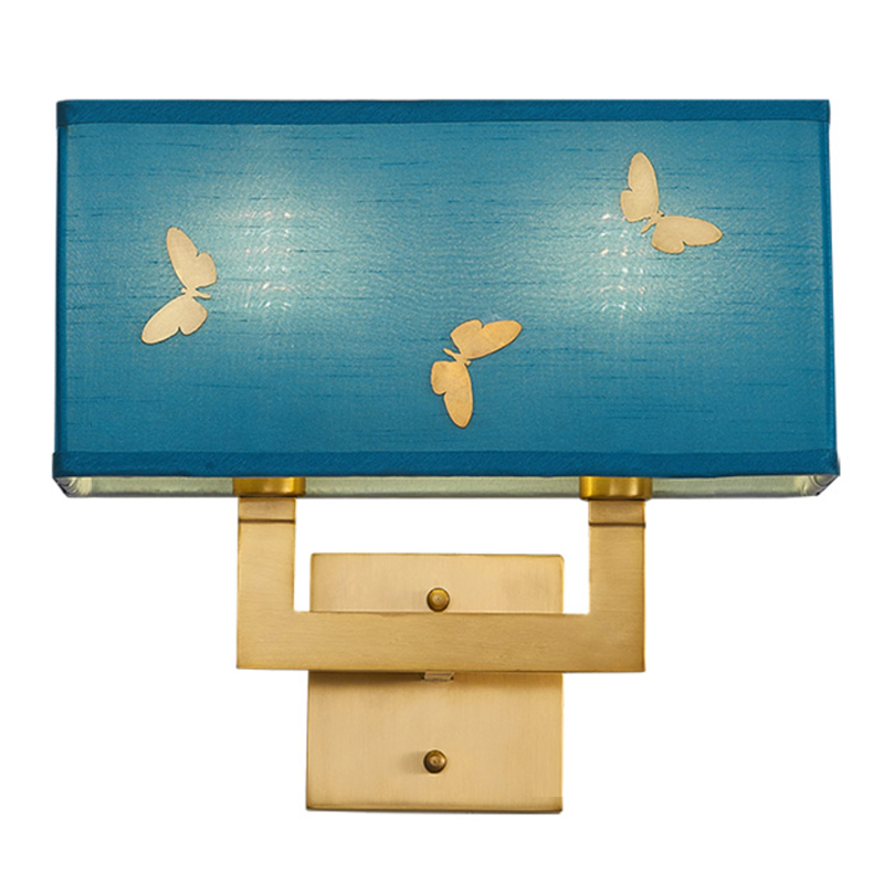 Бра с бабочками Butterflies Blue Background Wall Lamp 2 Латунь Бирюзовый в Нижнем Новгороде | Loft Concept 