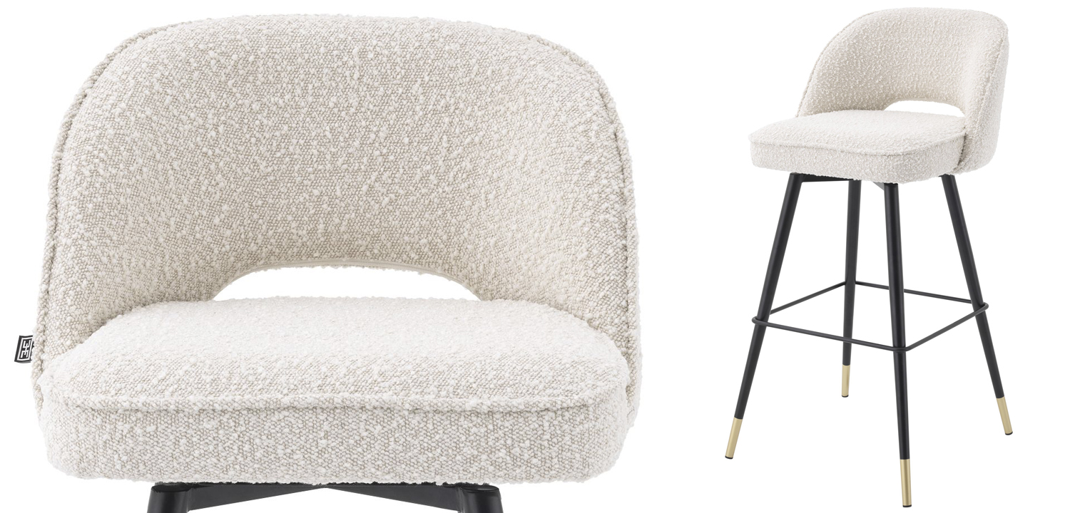 Комплект барных стульев Eichholtz Bar Stool Cliff set of 2 Boucle cream - фото