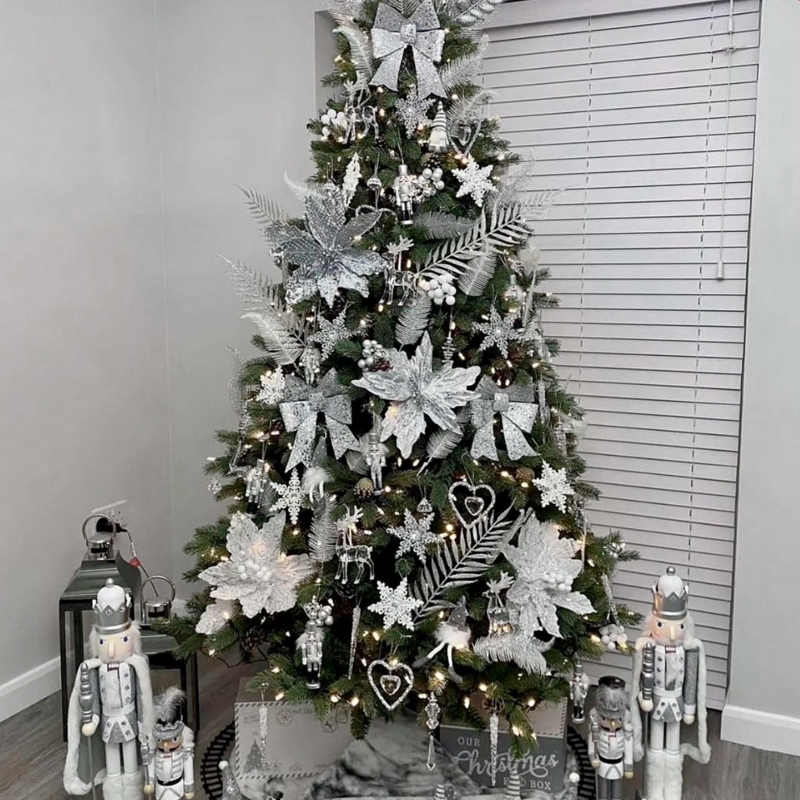 Дизайнерская Елка с Серебряным Декором Christmas Tree Silver Flowers Серебряный Зеленый в Нижнем Новгороде | Loft Concept 