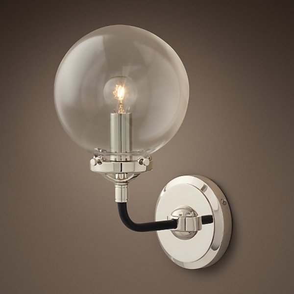 Бра Bistro Globe Clear Glass Single Sconce Nickel  в Нижнем Новгороде | Loft Concept 