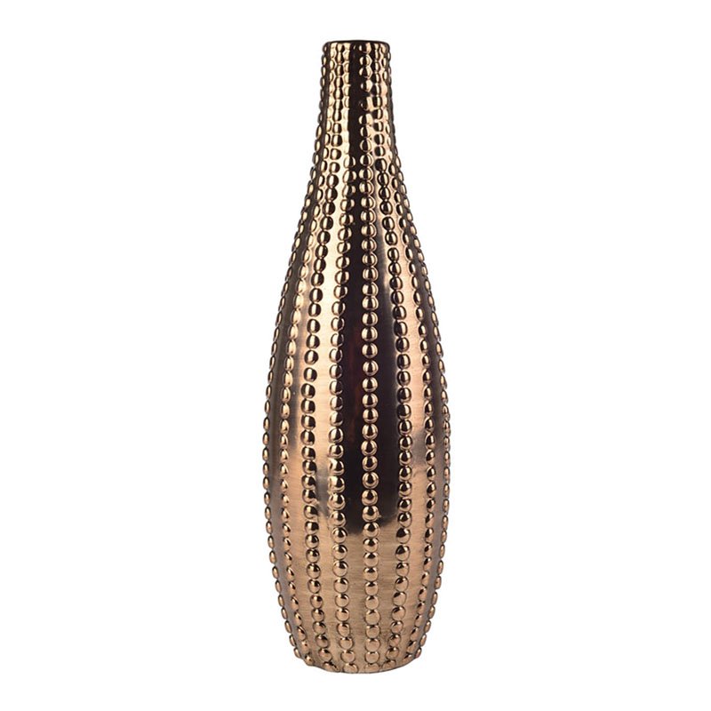 Ваза Ribbed Vase Narrow Throat bronze-gold 34  в Нижнем Новгороде | Loft Concept 