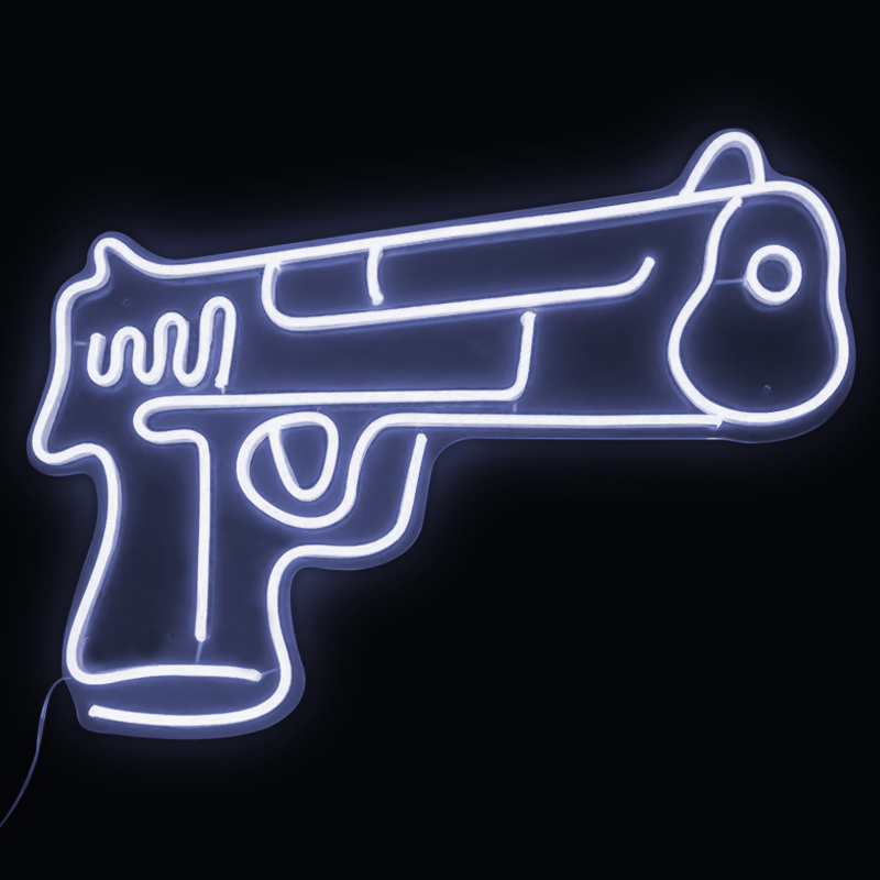 Неоновая настенная лампа Gun Neon Wall Lamp Белый Прозрачный в Нижнем Новгороде | Loft Concept 