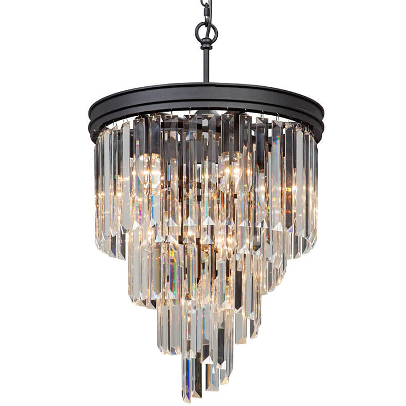 Люстра Odeon Chandelier Helix Black каскад прозрачное стекло  D 48 Прозрачное Стекло Черный матовый в Нижнем Новгороде | Loft Concept 