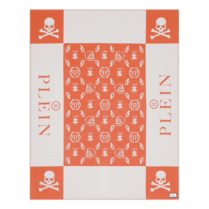 Плед Philipp Plein Plaid Cashmere Skull Orange Оранжевый Белый в Нижнем Новгороде | Loft Concept 