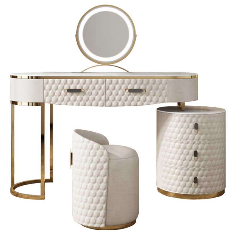 Трельяж Kathryn Bedroom Dressing Table White Белый Глянцевое золото Белый Мрамор Bianco в Нижнем Новгороде | Loft Concept 