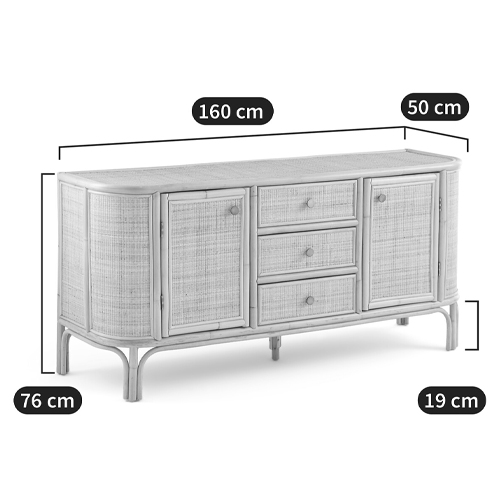 Длинный комод из ротанга с дверцами и ящиками Simone Rattan Chest of Drawers в Нижнем Новгороде