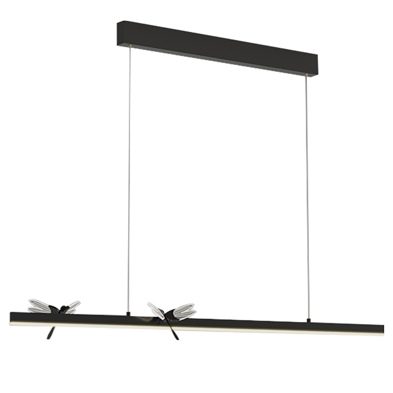 Линейный светильник со стрекозами Dragonfly Linear Chandelier Black Прозрачный Черный в Нижнем Новгороде | Loft Concept 