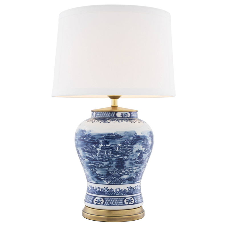 Настольная лампа Eichholtz Table Lamp Chinese Blue Белый Синий Латунь Античная полированная в Нижнем Новгороде | Loft Concept 