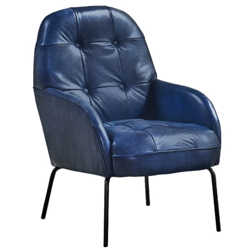 Кресло SHAPKIN LEATHER ARM CHAIR BLUE Синий Черный в Нижнем Новгороде | Loft Concept 