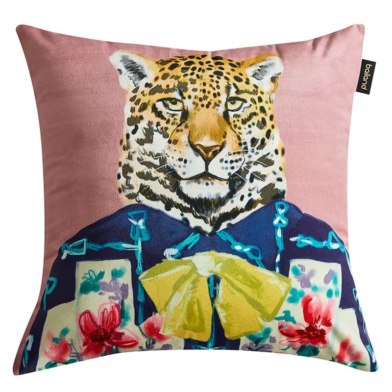 Декоративная подушка Стиль Gucci Leopard Fashion Animals Cushion Pink Розовый Мульти в Нижнем Новгороде | Loft Concept 