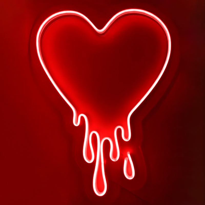 Неоновая настенная лампа Melted Heart Neon Wall Lamp Прозрачный Красный в Нижнем Новгороде | Loft Concept 