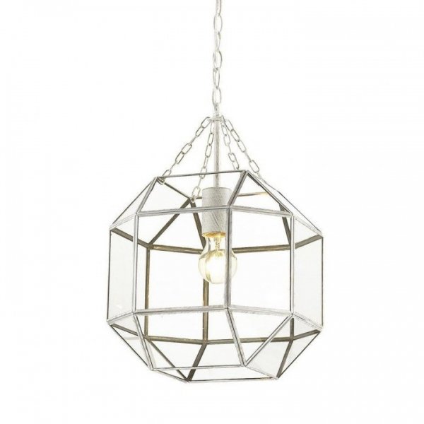 Подвесной светильник Glass & Metal Cage Pendant White Белый в Нижнем Новгороде | Loft Concept 