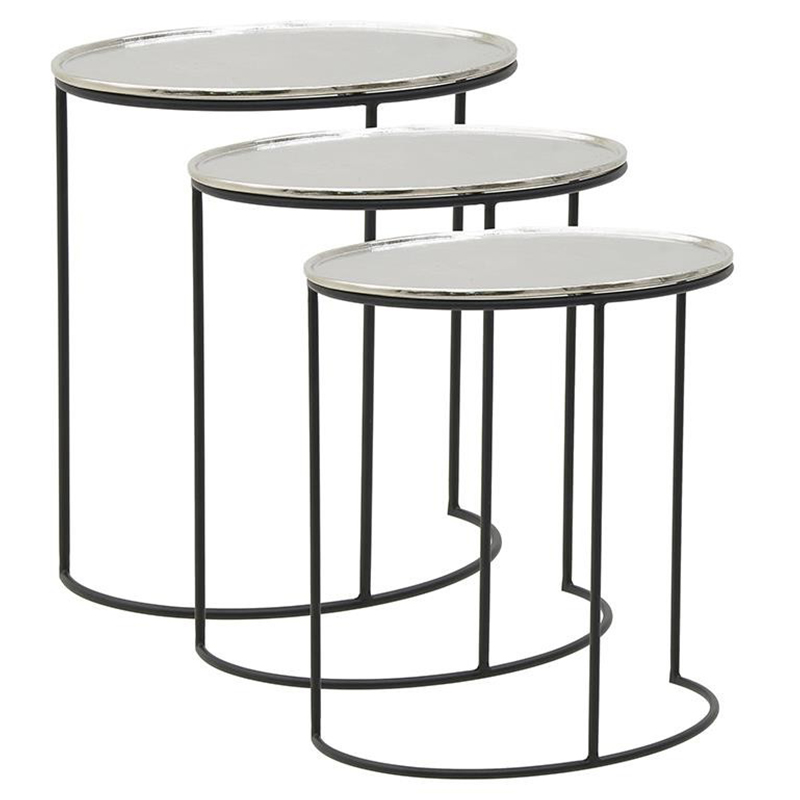 Комплект из 3-х приставных столов Heather Side Tables Черный Серебряный в Нижнем Новгороде | Loft Concept 