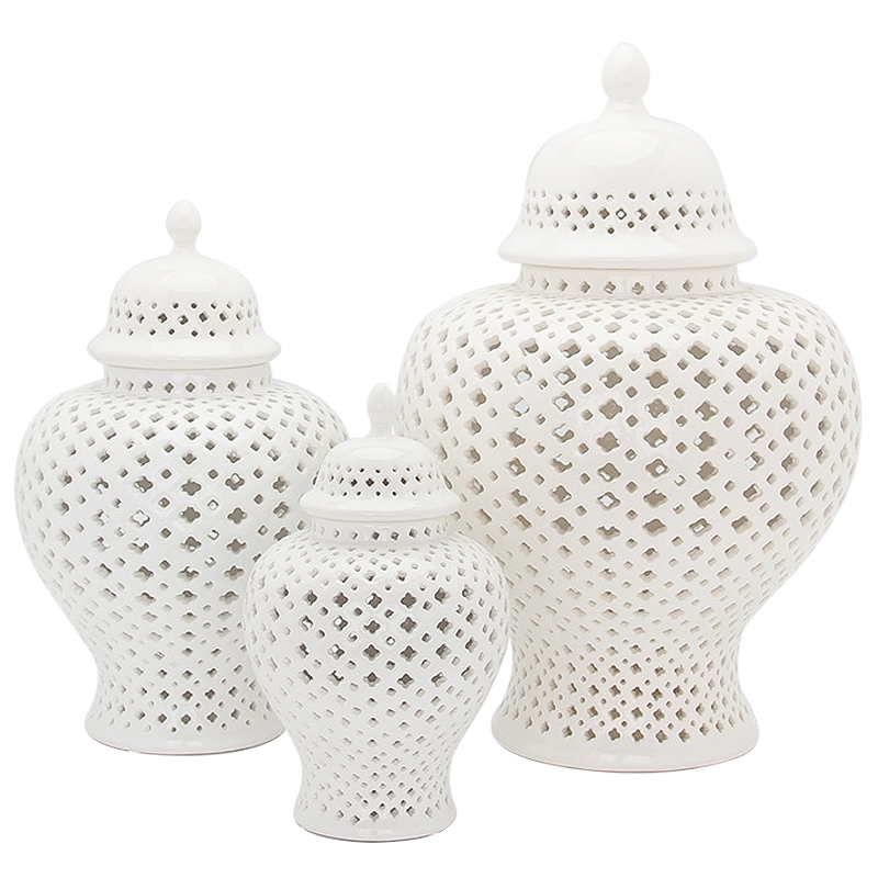 Ваза с крышкой White Ceramic Carving Vase Белый в Нижнем Новгороде | Loft Concept 