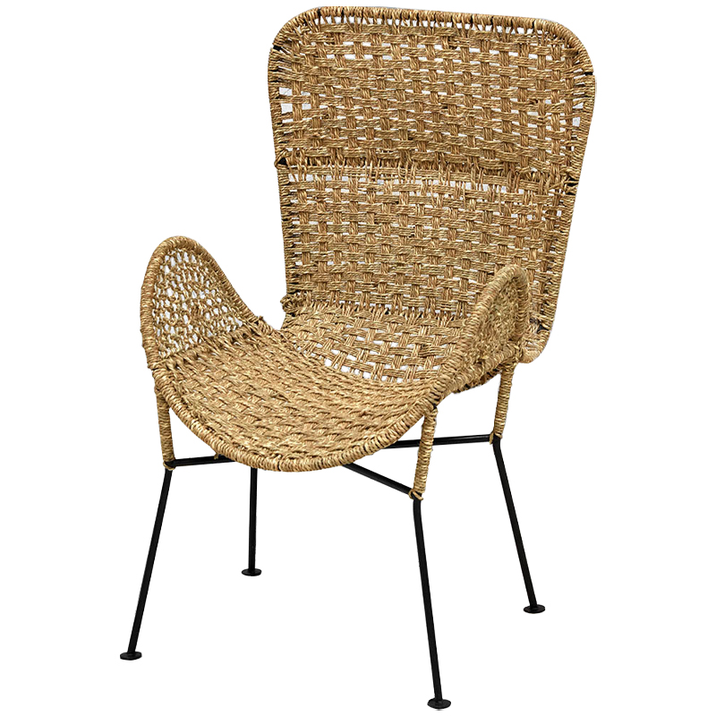 Плетеный стул на металлических ножках Tong Wicker Chair Коричневый Черный в Нижнем Новгороде | Loft Concept 