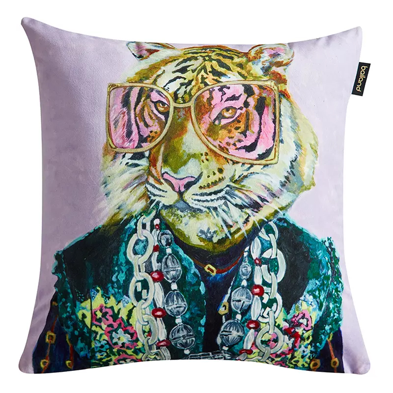 Декоративная подушка Стиль Gucci Tiger Fashion Animals Cushion Сиреневый Мульти в Нижнем Новгороде | Loft Concept 