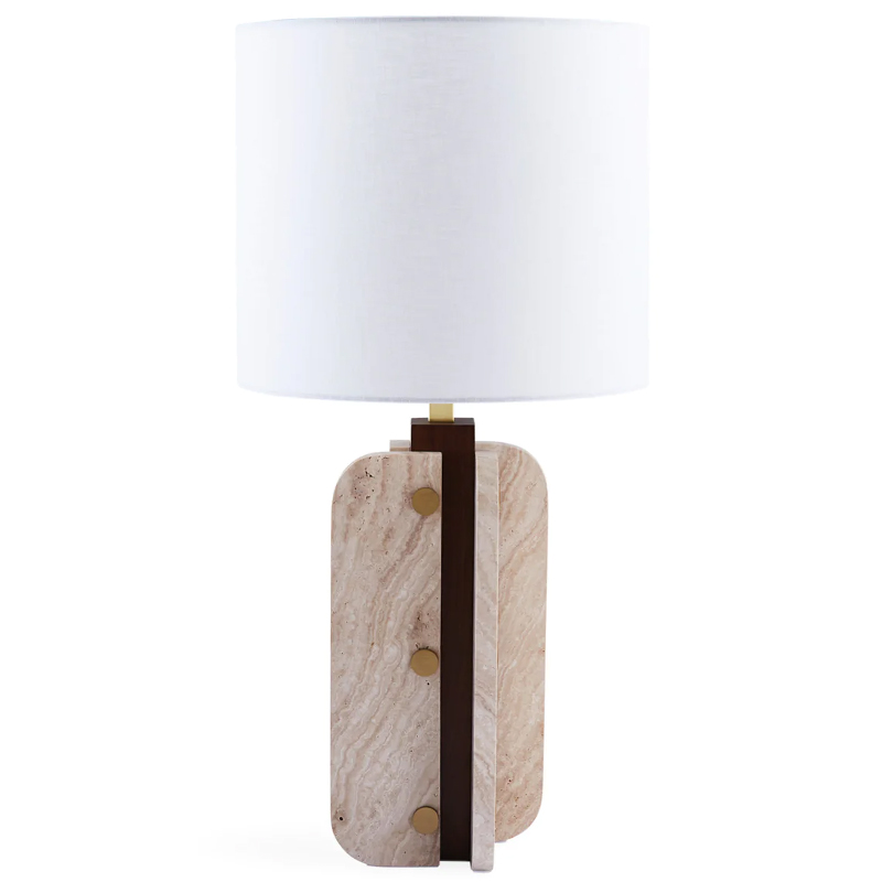 Настольная лампа TOPANGA COLUMN TABLE LAMP Белый Латунь Коричневый Бежевый в Нижнем Новгороде | Loft Concept 