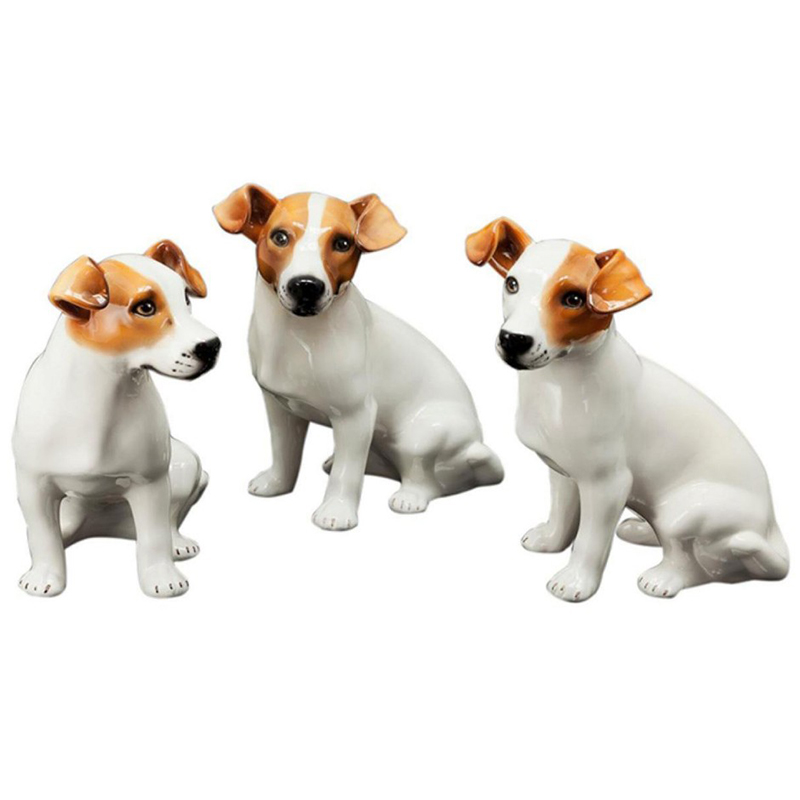 Статуэтки Abhika Jack Russel Set 3 Pcs Белый Коричневый в Нижнем Новгороде | Loft Concept 