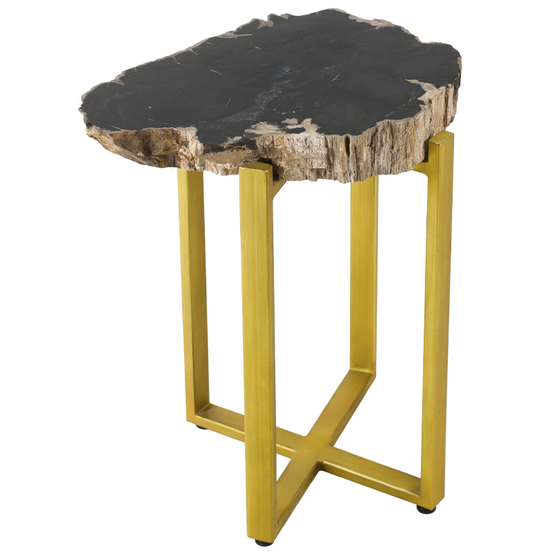 PETRIFIED WOOD COFFEETABLE GOLD S Окаменелое дерево Золотой Бежевый Черный в Нижнем Новгороде | Loft Concept 