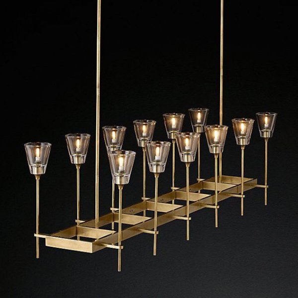 Люстра RH TORCHE DE VERRE Linear Chandelier 12 Латунь в Нижнем Новгороде | Loft Concept 