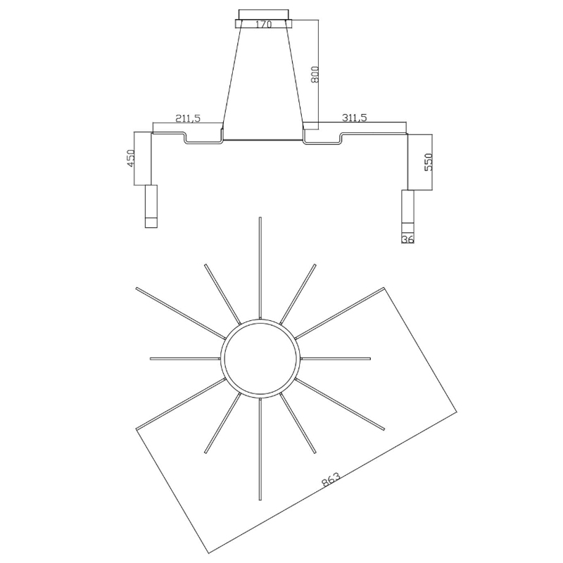 Wireflow LED White Suspension lam 12 патронов в Нижнем Новгороде