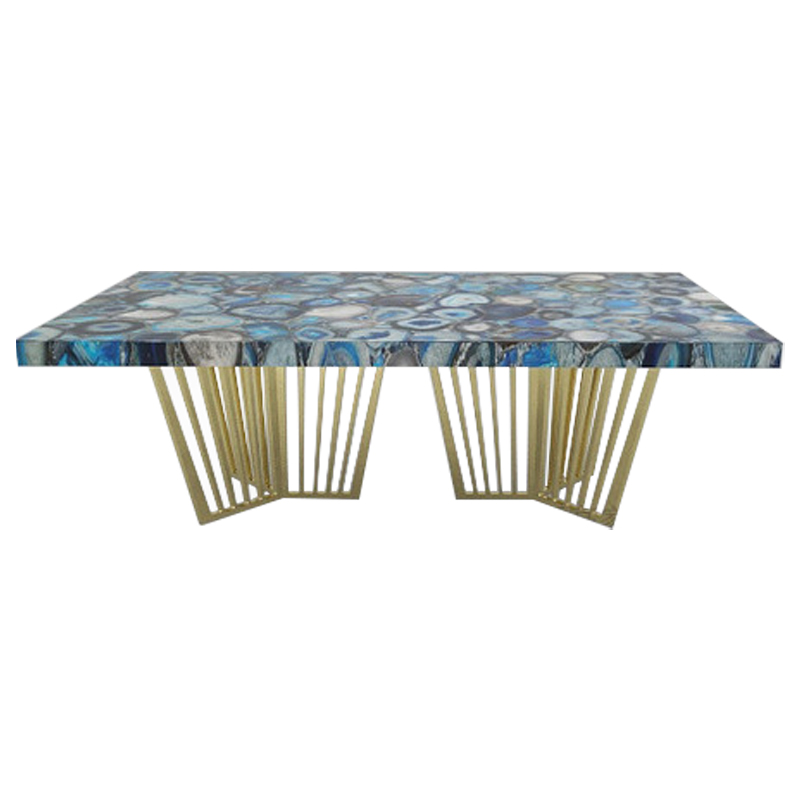 Обеденный стол Agate Design Blue Dining Table Синий Золотой в Нижнем Новгороде | Loft Concept 