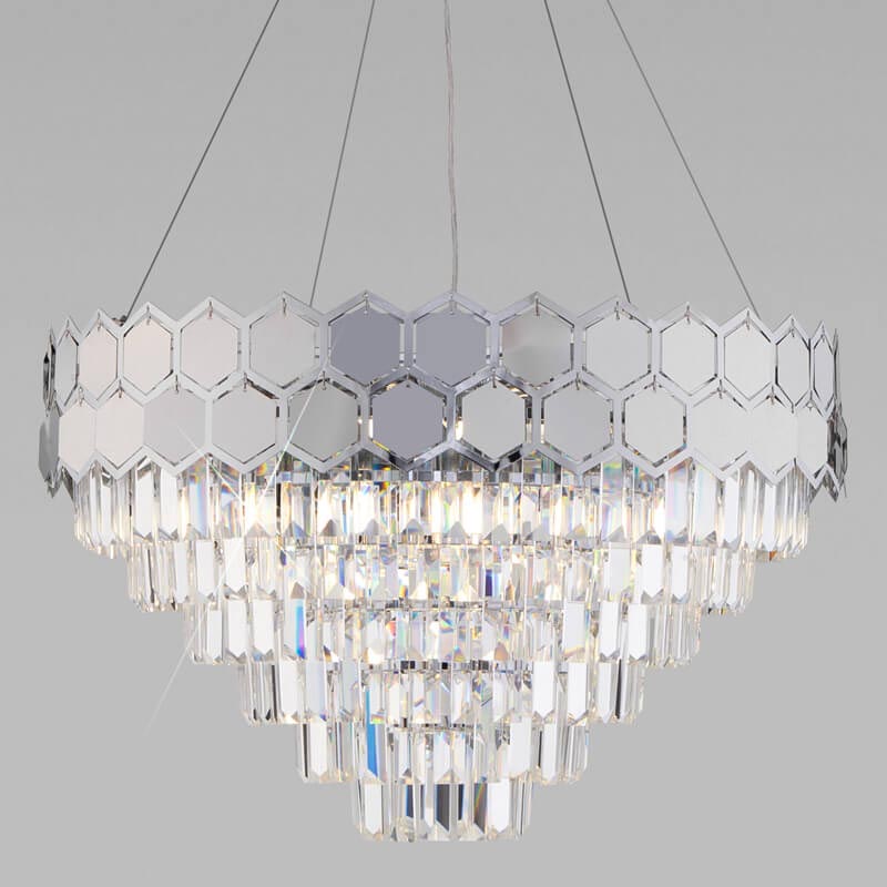 Люстра Hanging Hexagon Moira Chandelier chrome Прозрачный (Transparent) Хром в Нижнем Новгороде | Loft Concept 