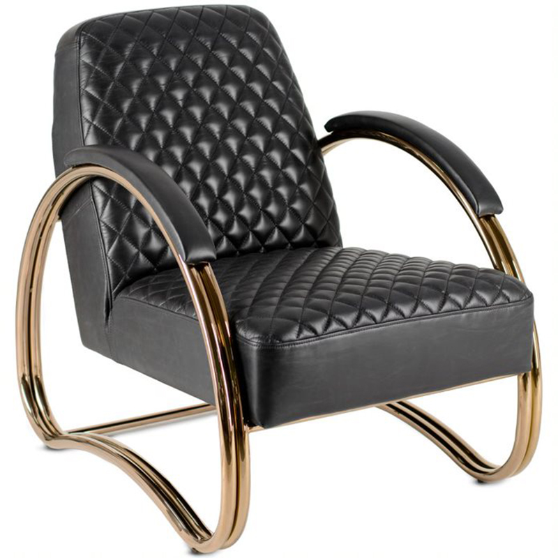 Кресло Hodges Armchair black leather Черный Розовое золото в Нижнем Новгороде | Loft Concept 