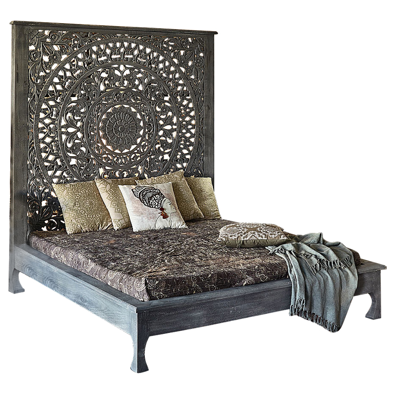 Кровать Indian Antique White Furniture Sarita Bed серый Серый в Нижнем Новгороде | Loft Concept 