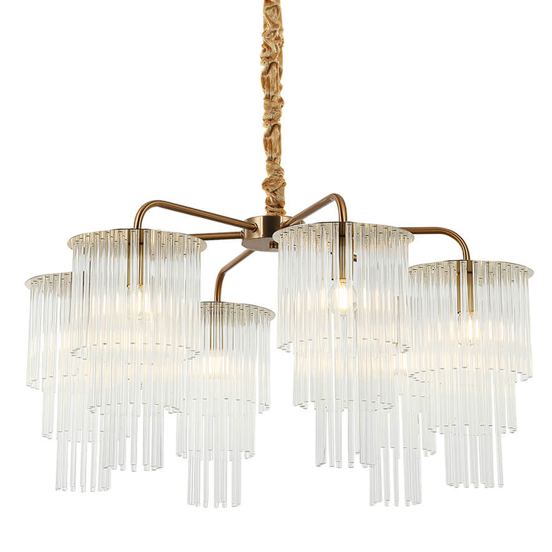 Люстра Harrison Chandelier gold 6 lamp Глянцевое золото Прозрачный в Нижнем Новгороде | Loft Concept 