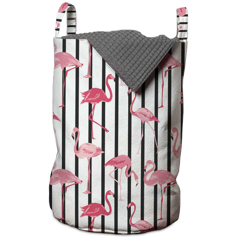 Корзина Flamingo Stripes Basket Черно-белый Розовый пастельный в Нижнем Новгороде | Loft Concept 