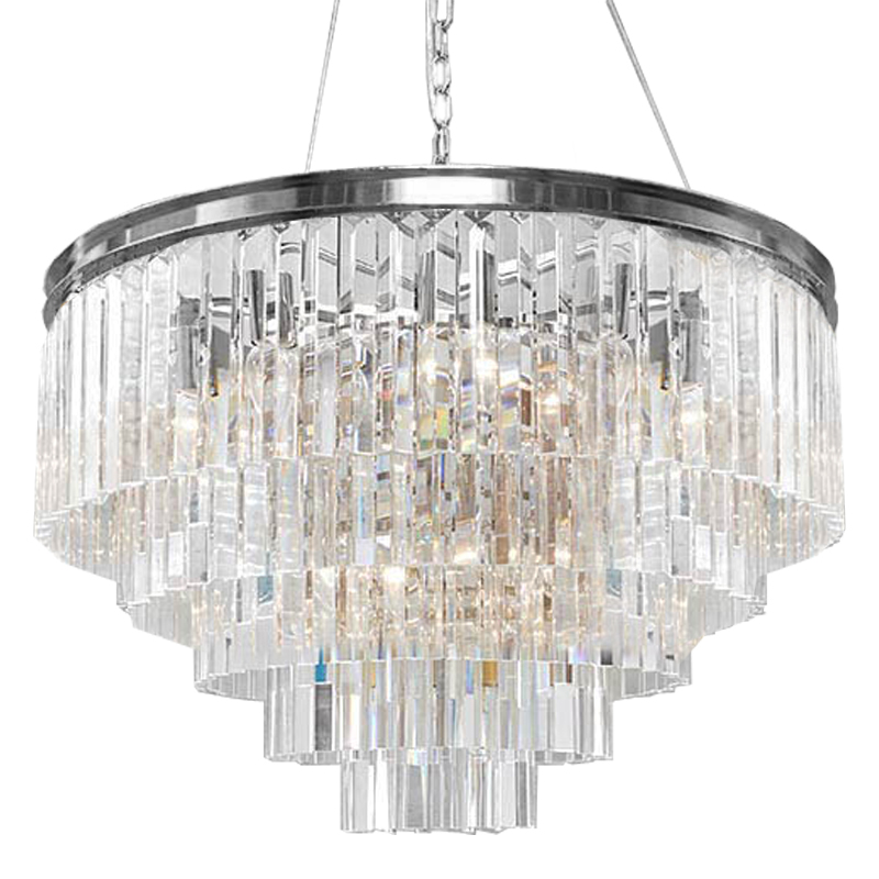 Люстра RH Odeon Chandelier Five Silver 80 Прозрачное Стекло Серебряный в Нижнем Новгороде | Loft Concept 